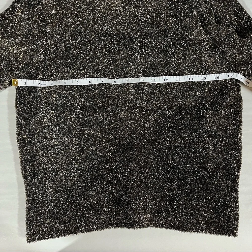 Kate Spade Black and Gold Metallic Dashing Beauty Textured Sweater Top